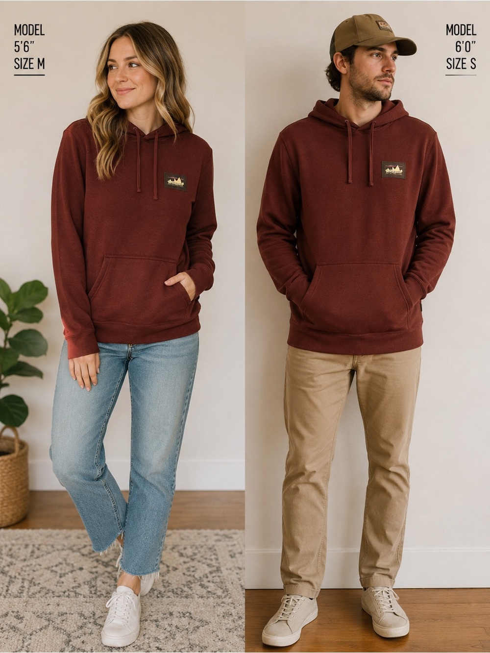 Patagonia Rust Pullover Hoodie with Logo Patch